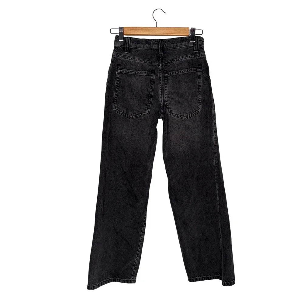 Free People We The Free Jeans Womens 24 Black Excellent Wide Leg Button Fly